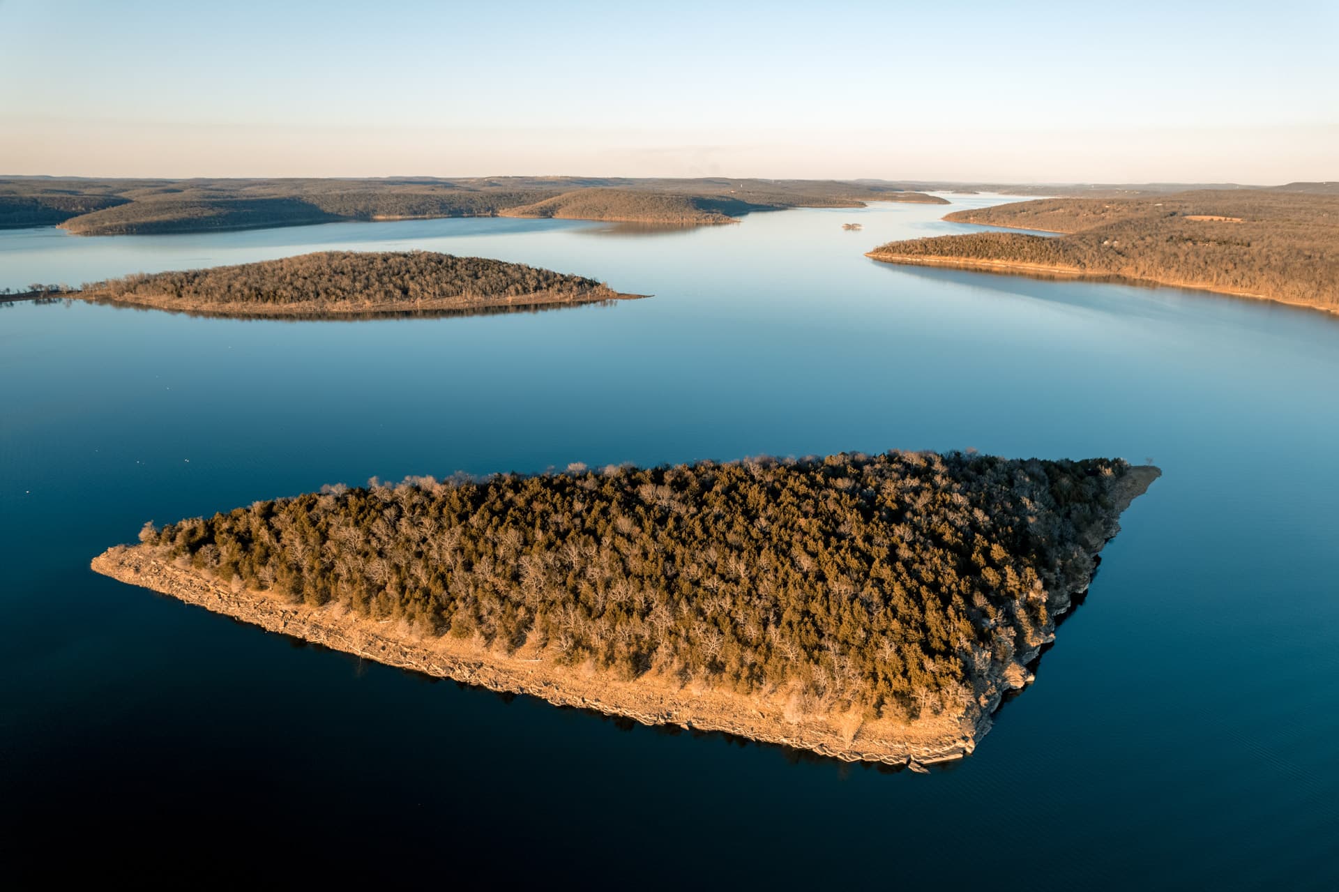 Lake Tenkiller at dusk, eastern Oklahoma